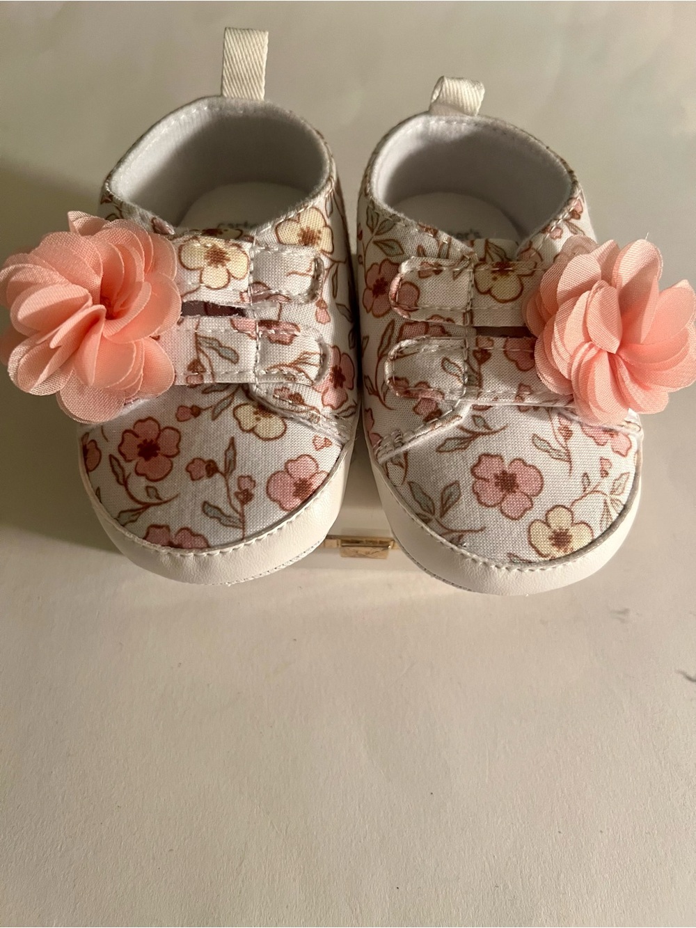 Carter's Floral Baby Shoes with Pink Flower Accent. Size 3-6 mo - Picture 6 of 6